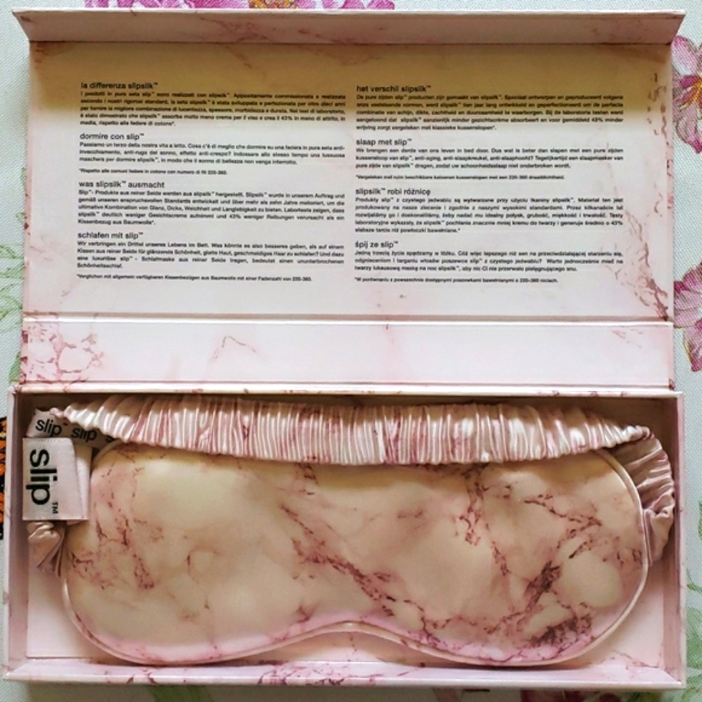 Slip Pure Silk Sleep Mask Pink Marble
